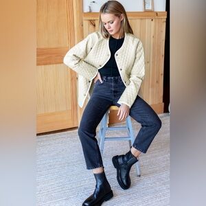 New Emerson Fry India Organic Cotton Quilted Coat Oversize Fit Small Pockets